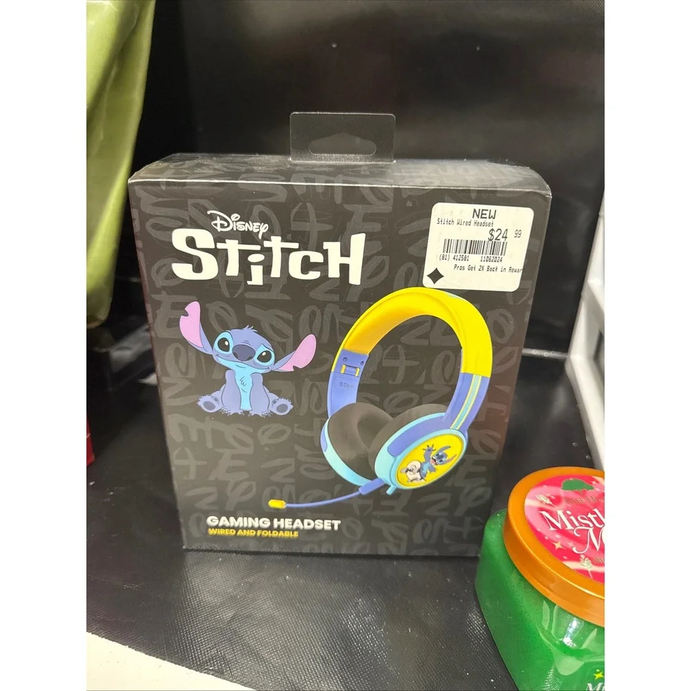 Disney Stitch Gaming Headset Wired and Foldable Blue Yellow Microphone NEW
